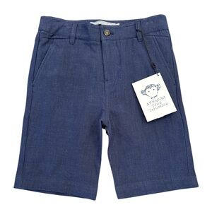 NWT Appaman Trouser Short Dark Navy Boys Size 10 100% Linen Adjustable Waist